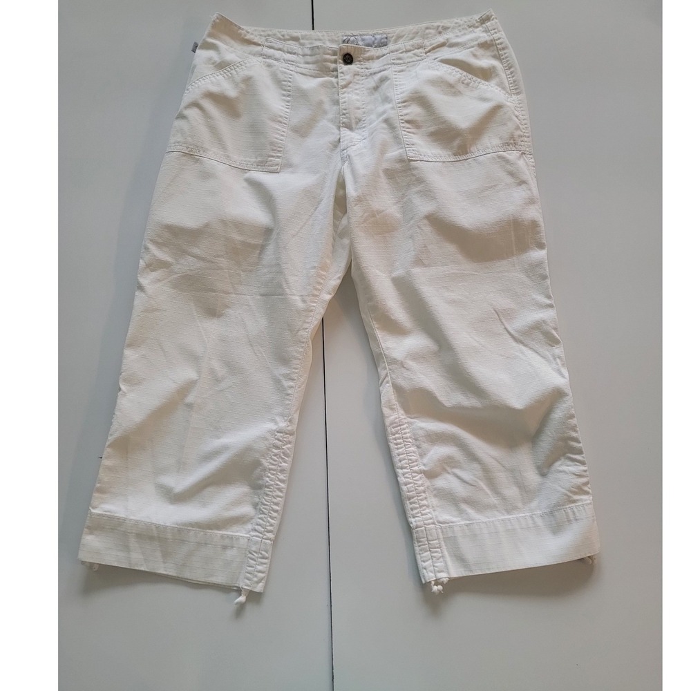 Duplex Womens White Cotton Ripstop Cropped Cargo Pants Size 12‎